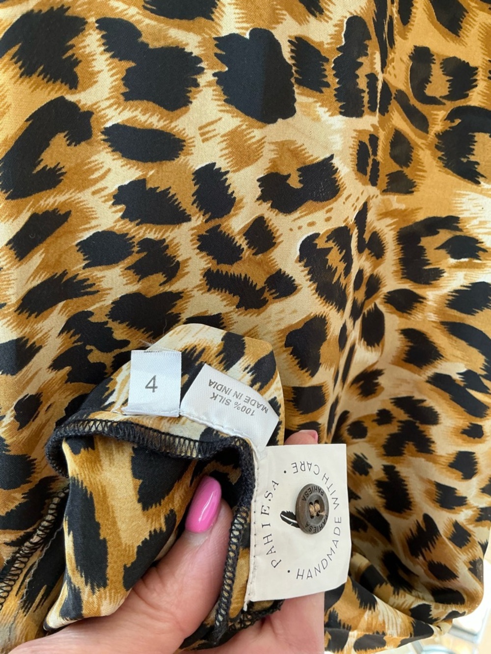 Formentera Wildlife Print 100% Silk Lingerie Shirt Dress Loungewear Cruise SZ 4 - Picture 6 of 8